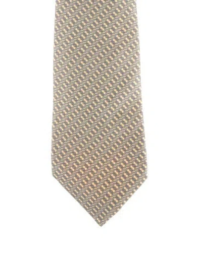 Pre-owned Hermes Pattern Print Tie In Multi