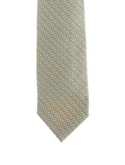Pre-owned Hermes Pattern Print Tie In Multi