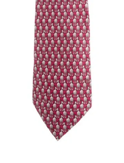 Pre-owned Hermes Pattern Print Tie In Multi