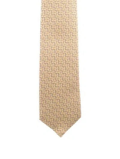 Pre-owned Hermes Pattern Print Tie In Multi