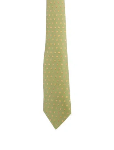 Pre-owned Hermes Pattern Print Tie In Multi