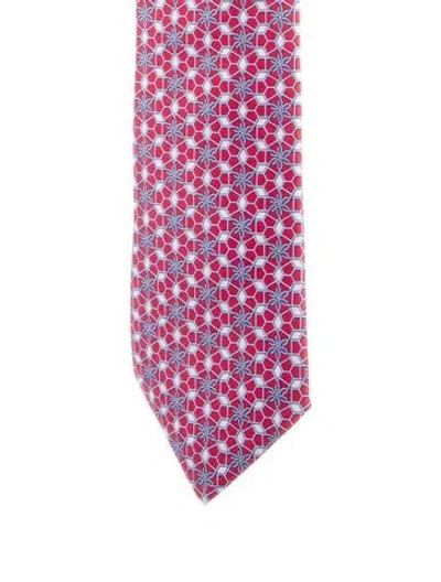 Pre-owned Hermes Pattern Print Tie In Multi