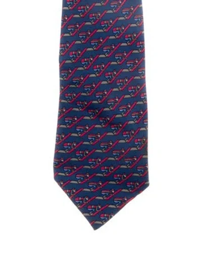 Pre-owned Hermes Pattern Print Tie In Multi