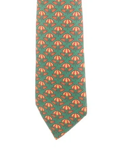 Pre-owned Hermes Pattern Print Tie In Multi