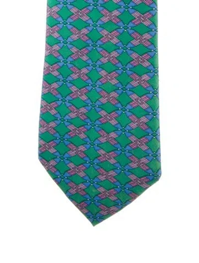 Pre-owned Hermes Pattern Print Tie In Multi