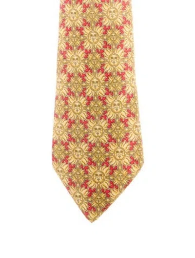 Pre-owned Hermes Pattern Print Tie In Multi