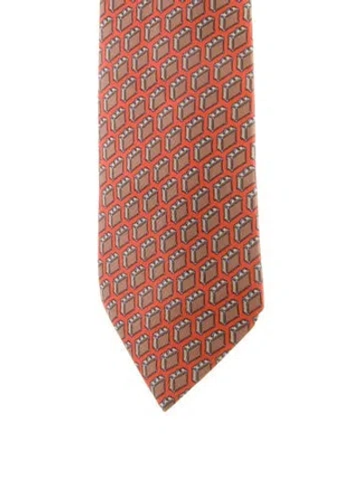 Pre-owned Hermes Pattern Print Tie In Multi