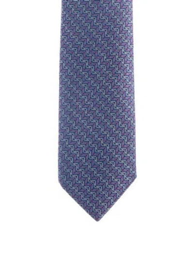 Pre-owned Hermes Pattern Print Tie In Multi