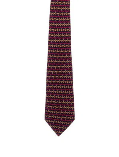 Pre-owned Hermes Pattern Print Tie In Multi