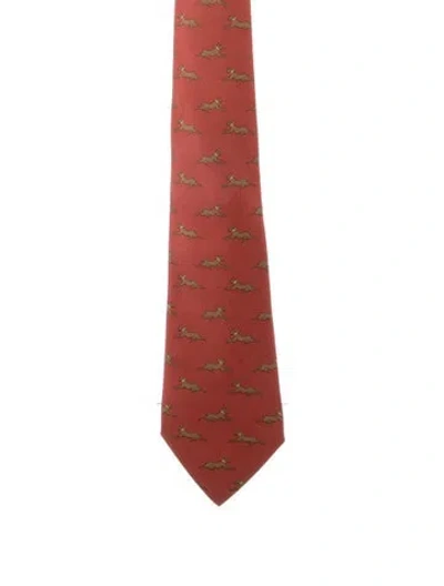 Pre-owned Hermes Pattern Print Tie In Multi