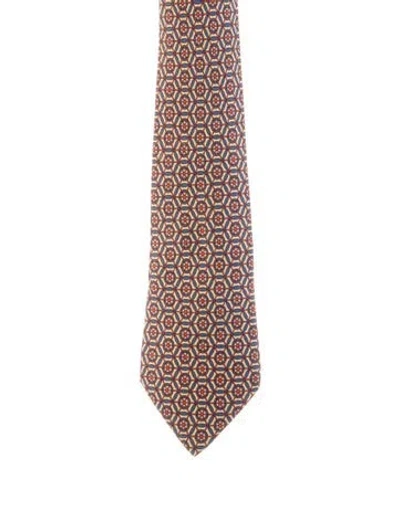 Pre-owned Hermes Pattern Print Tie In Neutral