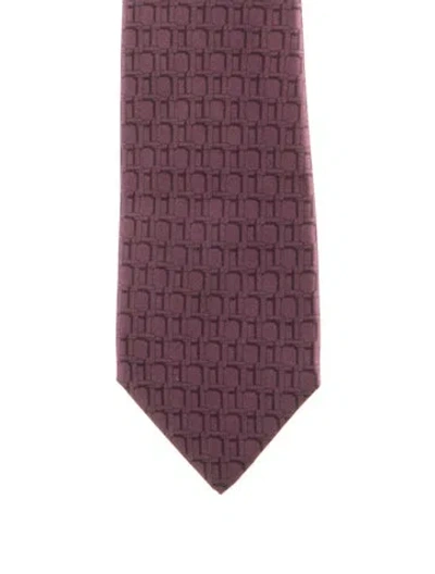 Pre-owned Hermes Pattern Print Tie In Purple