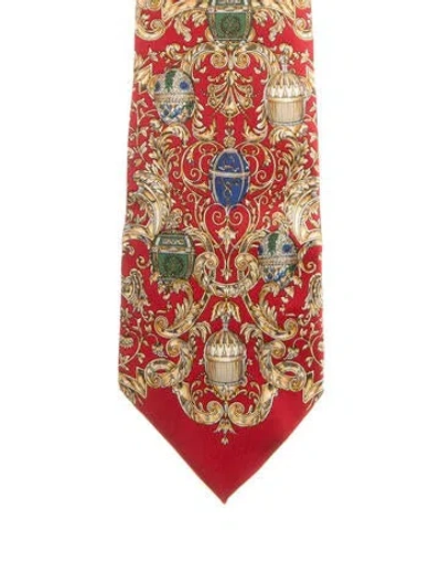 Pre-owned Hermes Pattern Print Tie In Red