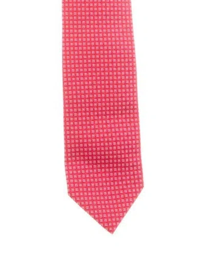 Pre-owned Hermes Pattern Print Tie In Red