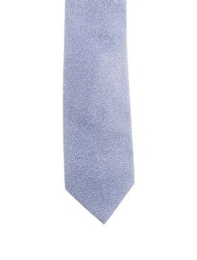 Pre-owned Hermes Pattern Printed Silk Tie In Blue