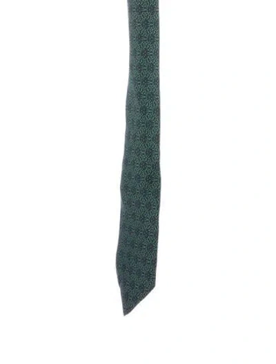 Pre-owned Hermes Pattern Printed Silk Tie In Blue