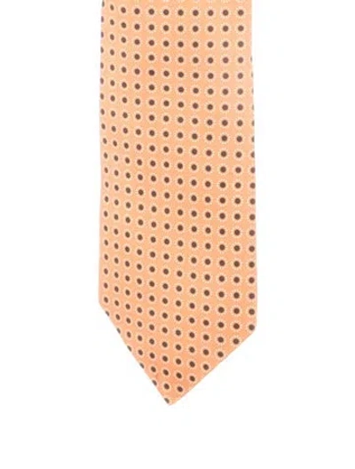 Pre-owned Hermes Pattern Printed Silk Tie In Orange