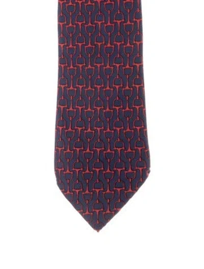 Pre-owned Hermes Pattern Printed Tie In Blue