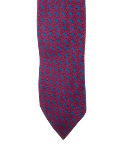 Pre-owned Hermes Pattern Silk Tie In Blue