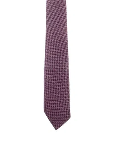 Pre-owned Hermes Pattern Silk Tie In Blue