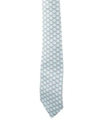 Pre-owned Hermes Pattern Silk Tie In Blue