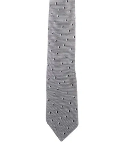 Pre-owned Hermes Pattern Silk Tie In Grey