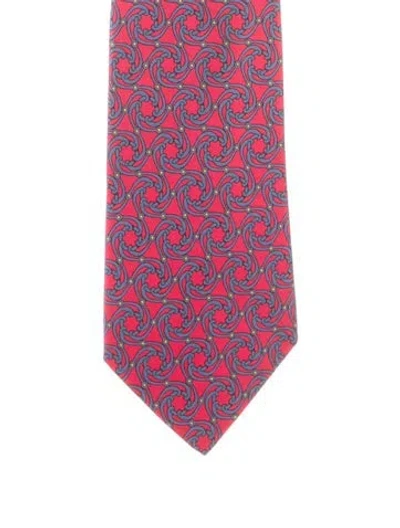 Pre-owned Hermes Pattern Silk Tie In Pink