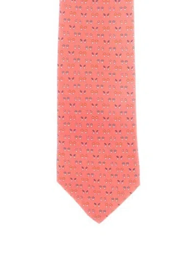 Pre-owned Hermes Pattern Silk Tie In Red