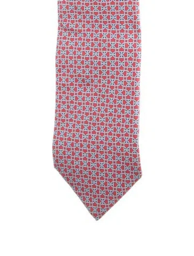 Pre-owned Hermes Pattern Silk Tie In Red