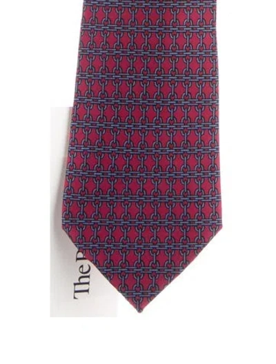 Pre-owned Hermes Pattern Silk Tie In Red