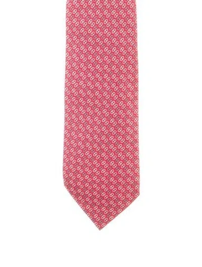 Pre-owned Hermes Pattern Silk Tie In Red