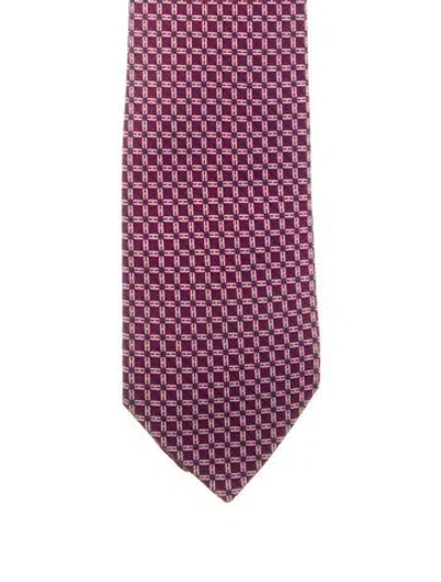 Pre-owned Hermes Pattern Silk Tie In Red