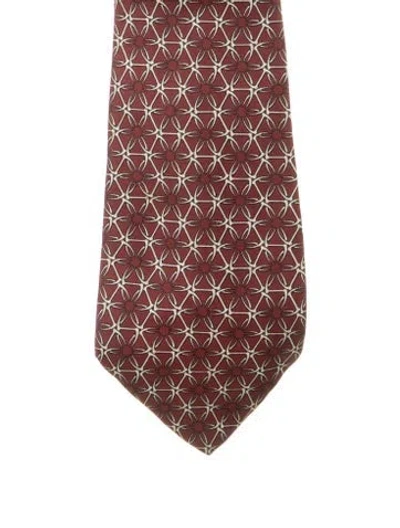Pre-owned Hermes Pattern Silk Tie In Red