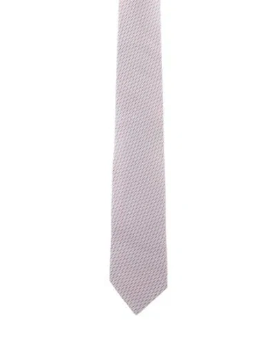 Pre-owned Hermes Pattern Silk Tie W/tags In Pink