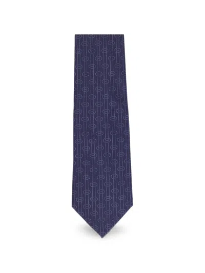 Pre-owned Hermes Pattern Tie In Blue