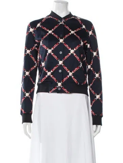 Pre-owned Hermes Patterned Bomber Jacket In Blue