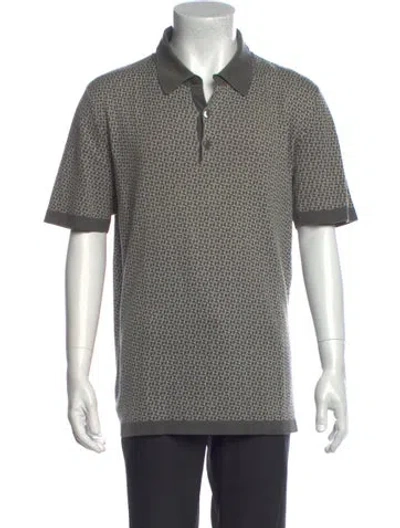 Pre-owned Hermes Patterned Collar Polo Shirt In Multicolor