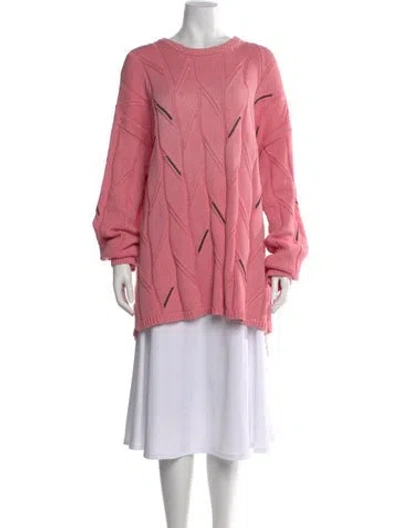 Pre-owned Hermes Patterned Crew Neck Sweater In Pink