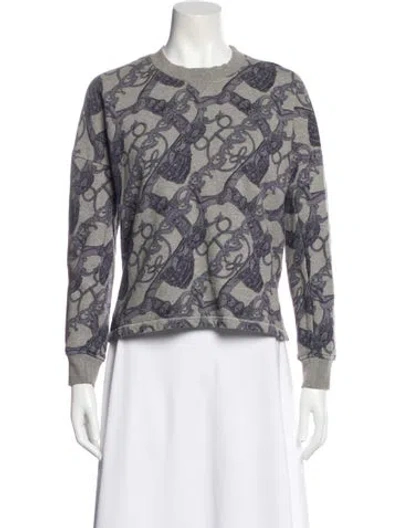 Pre-owned Hermes Patterned Crew Neck Sweatshirt In Gray