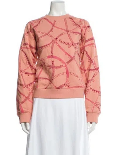 Pre-owned Hermes Patterned Crew Neck Sweatshirt In Pink