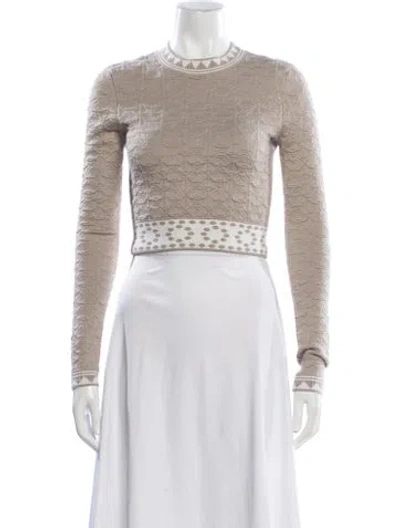 Pre-owned Hermes Patterned Crew Neck Top In Neutral