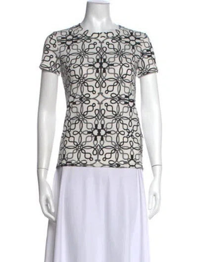 Pre-owned Hermes Patterned Crew Neck T-shirt In White
