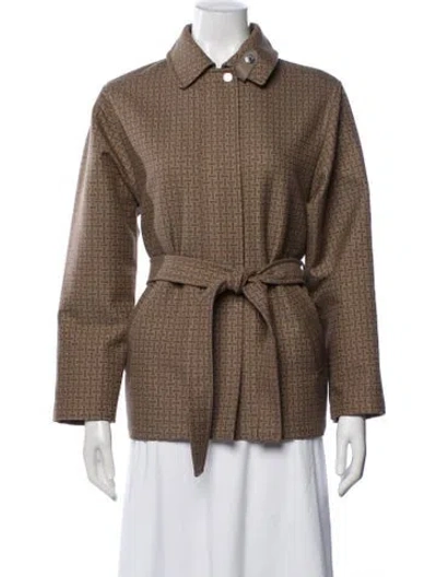 Pre-owned Hermes Patterned Jacket In Brown