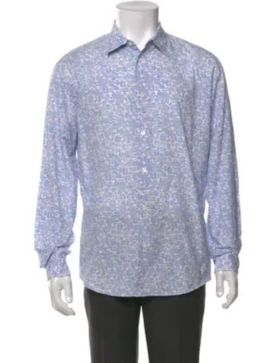 Pre-owned Hermes Patterned Long Sleeve Shirt In Blue