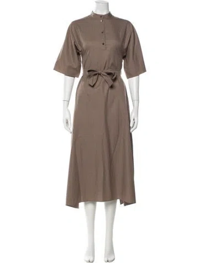 Pre-owned Hermes Patterned Midi Length Dress In Brown