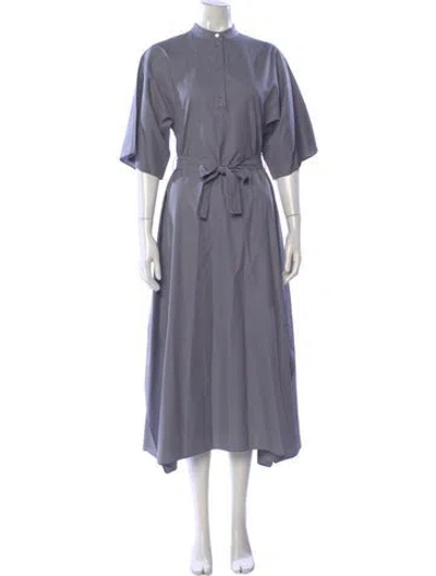 Pre-owned Hermes Patterned Midi Length Dress In Gray
