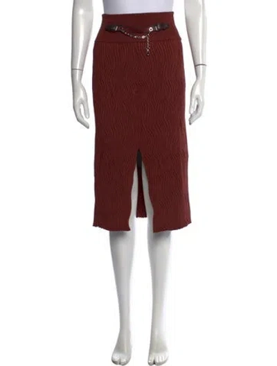 Pre-owned Hermes Patterned Midi Length Skirt In Brown