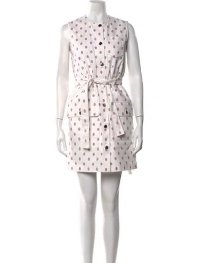 Pre-owned Hermes Patterned Mini Dress In White