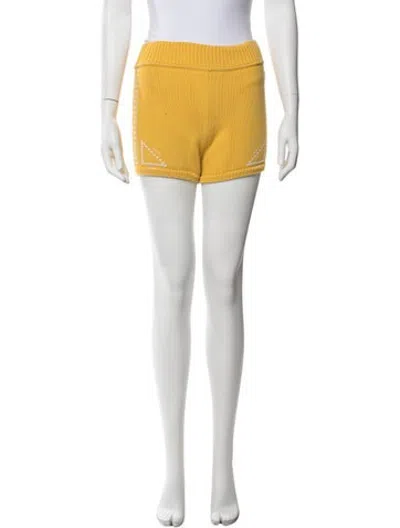 Pre-owned Hermes Patterned Mini Shorts In Yellow
