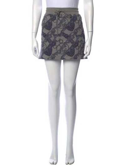 Pre-owned Hermes Patterned Mini Skirt In Grey